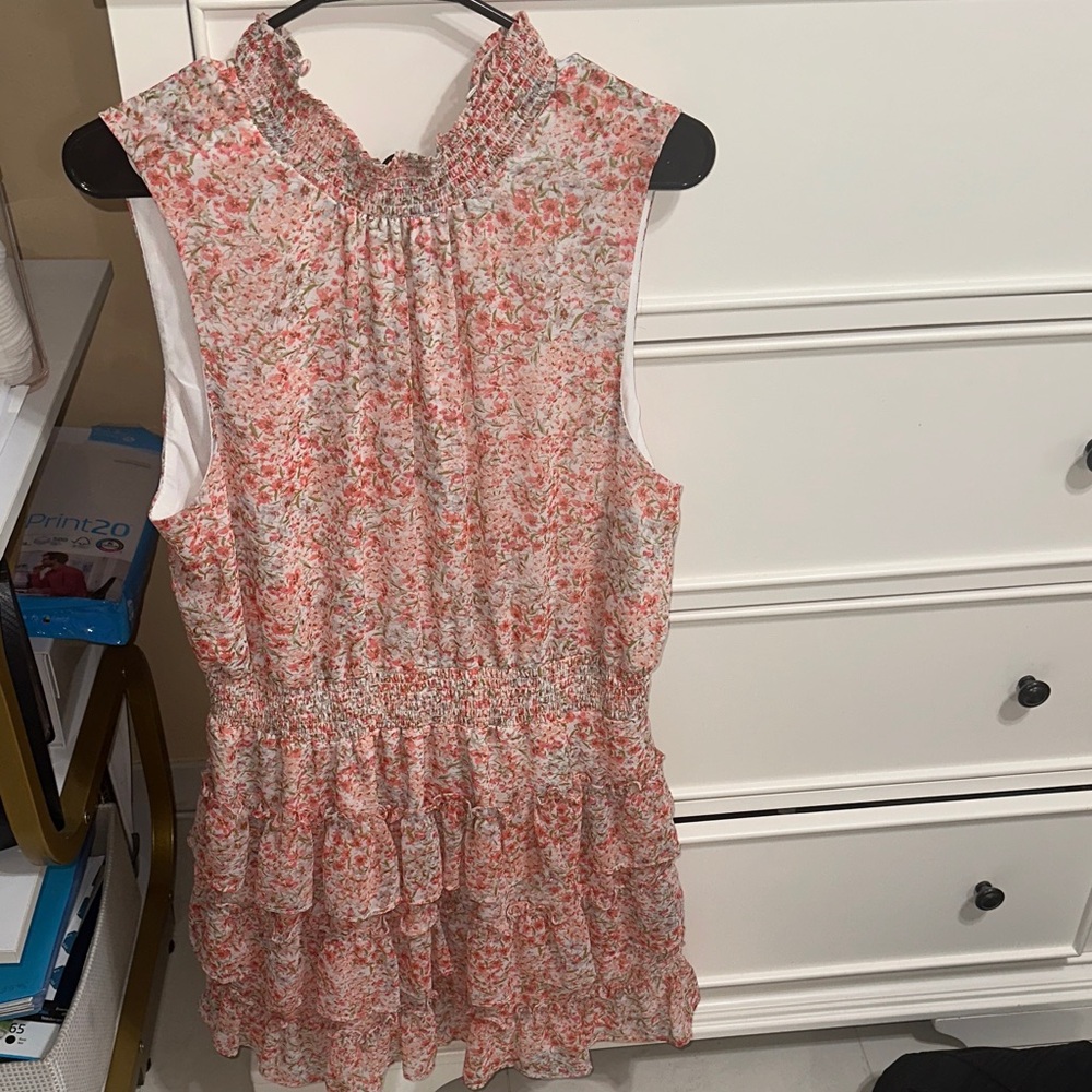 1. State Girls Coral Floral Smocked Tiered Dress